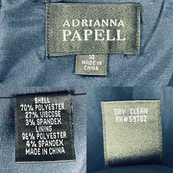 ADRIANNA PAPELL TEXTURED JACQUARD COLORBLOCK SLEEVELESS BLACK BLUE SHEATH DRESS - Picture 15 of 15